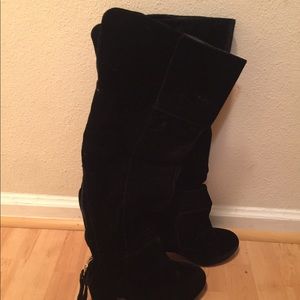 Knee high suede boots